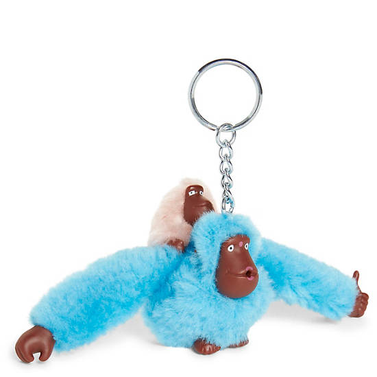 Kipling Mom And Baby Classic Monkey Keychain Accessories Warm Blue | AU 1942YX